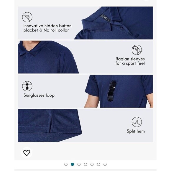 Haimont Polo Shirts Men Size L Blue Dry Fit Short Sleeve Collared Golf T-Shirts - Picture 3 of 14